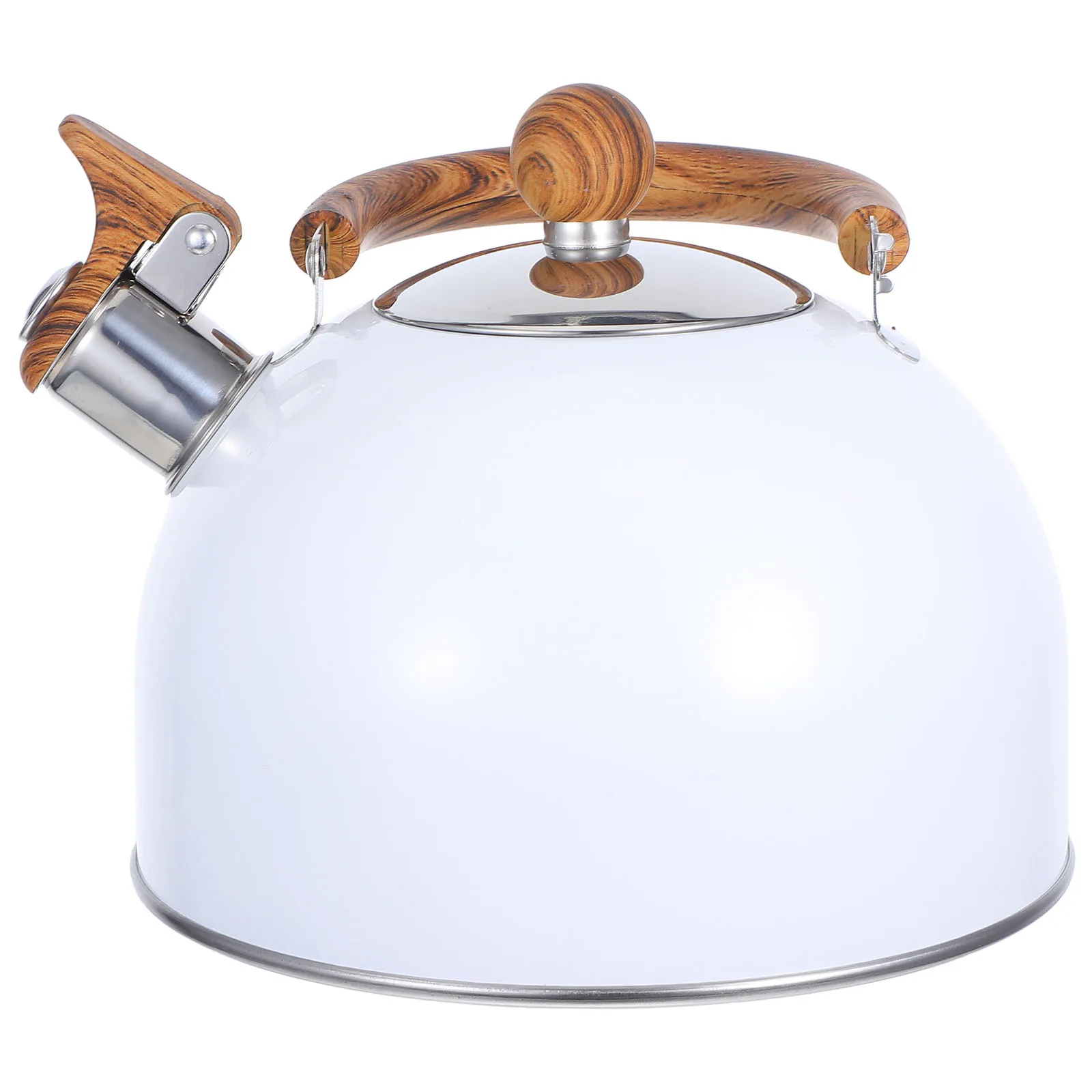 

White 2.5L Whistle Water Home Kitchen Boiling Kettle Heat Resistant Handle Gas Stove Compatible Long Service Life Water Heating