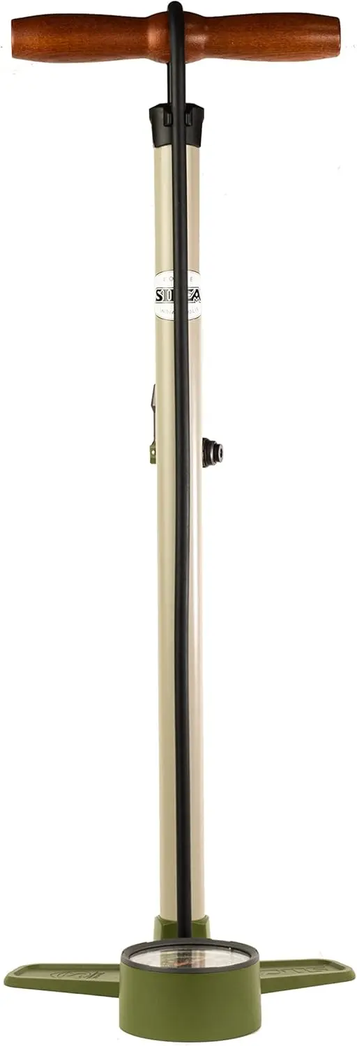 Terra Floor Pump for Bicycles with 2 Stage Gauge, Presta/Schrader Reversible Locking Chuck and 30 PSI to 120PSI