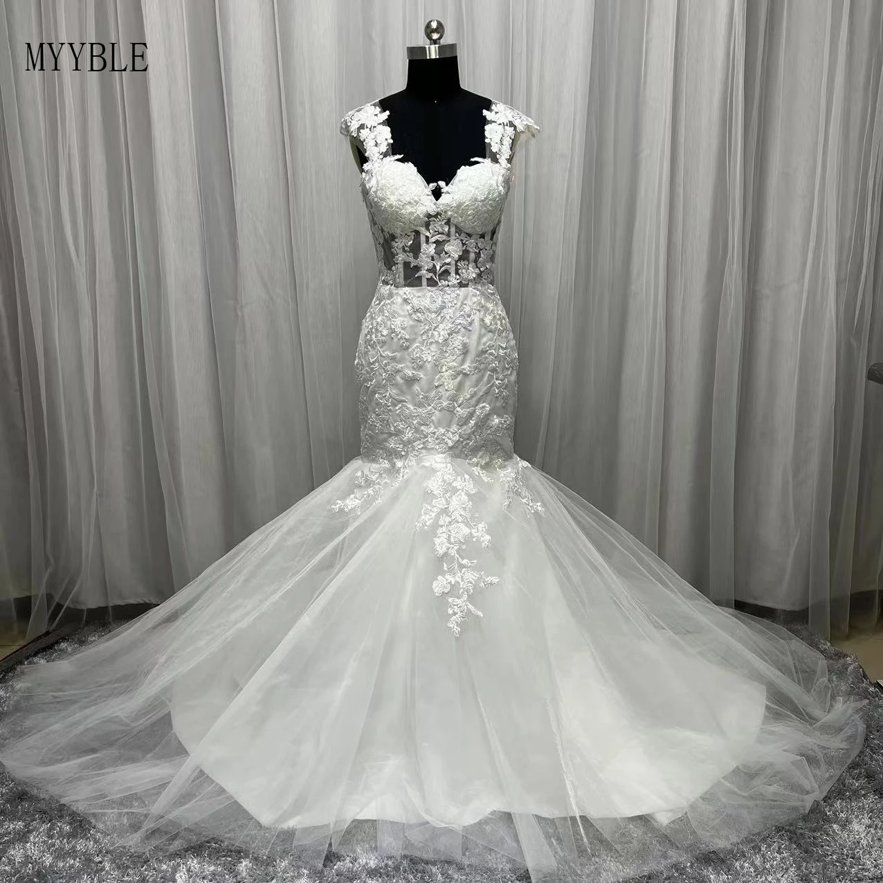 Myyble nova chegada foto real elegante sereia vestidos de casamento 2023 alças feito sob encomenda vestidos de noiva novia tribunal trem