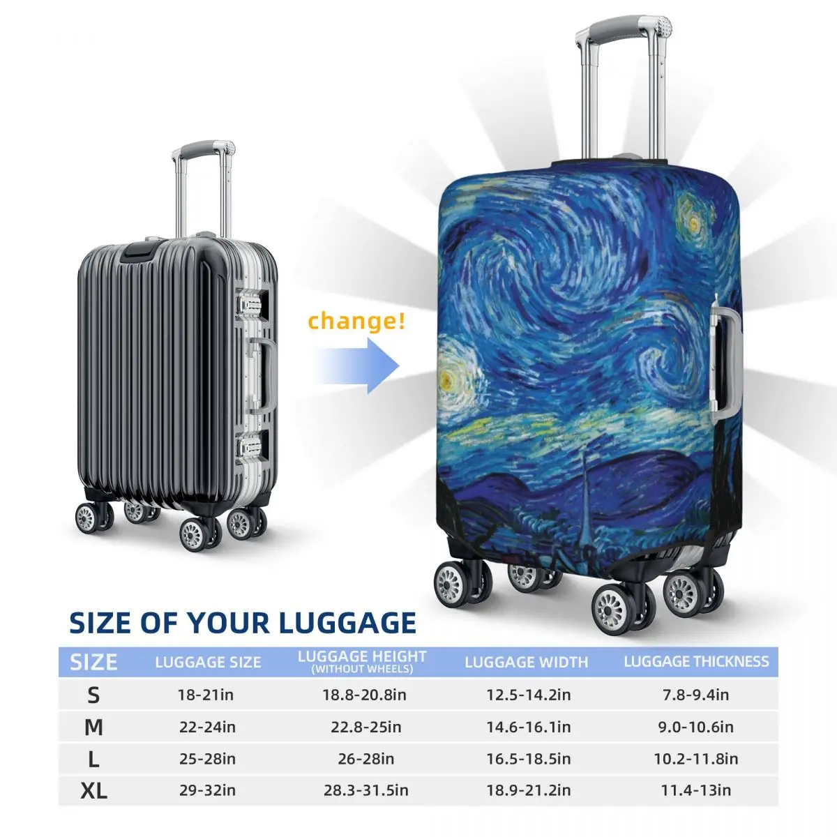 Abstract Galaxy Suitcase Cover Flight Vincent Van Gogh Starry Night Elastic Luggage Case Business Protector