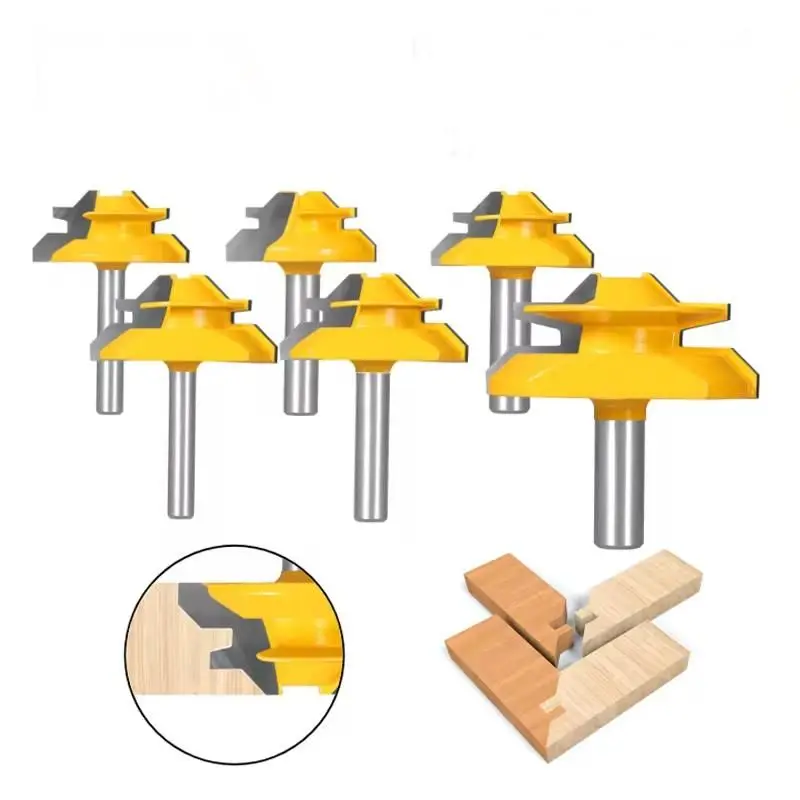 

45 °Miter Router Bit Carpenter's Drawer Joint Right Angle Cutting Mortise Knife Anti-Rebound Locking Miter Tenon Cutter Head