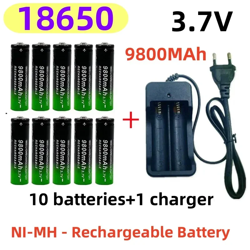 2024 CE KC18650 Battery Rechargeable Battery 3.7V9800mAh+Charger Capacity Li-ionRechargeableBattery for Screwdriver Calculator