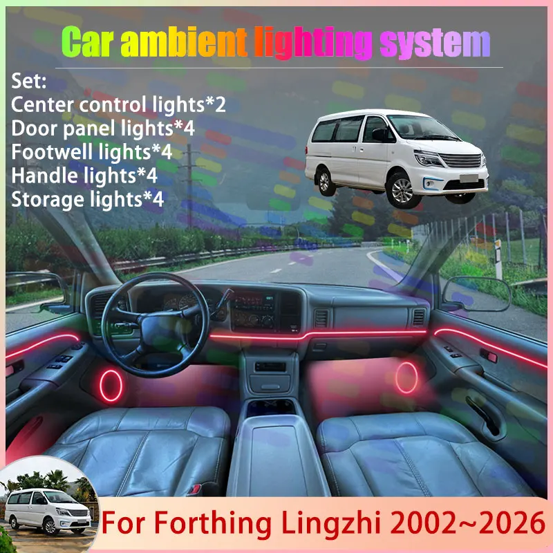 

Для Forthing Lingzhi 2002 ~ 2026 2/24 в 1, автомобильная атмосферная лампа, RGB абажур, ансамбль, стример, атмосферный набор, аксессуары, авто