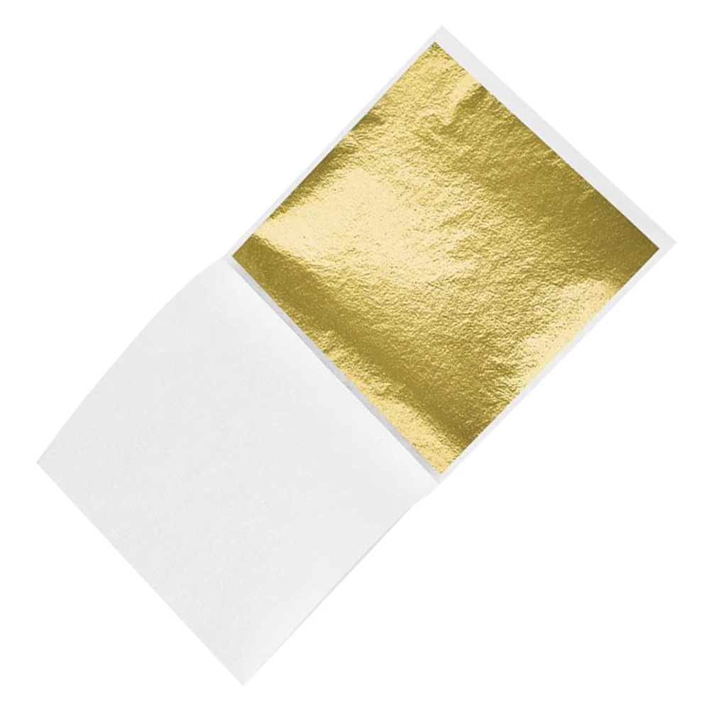 

100pcs Imitation Gold Leaf Sheets 14x14cm for Art Crafts Painting Furniture Decoration Bulk Supply Metallic Flakes