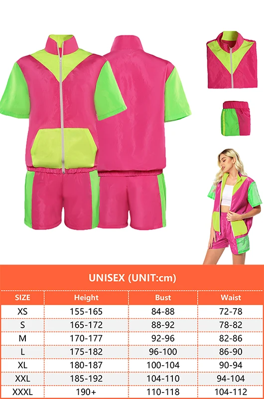 Retro 80s 90s Track Cosplay Costume Outfits Fashion Jacket Shorts Jogging Suit Halloween Carnival For Adult Women Girls Roleplay