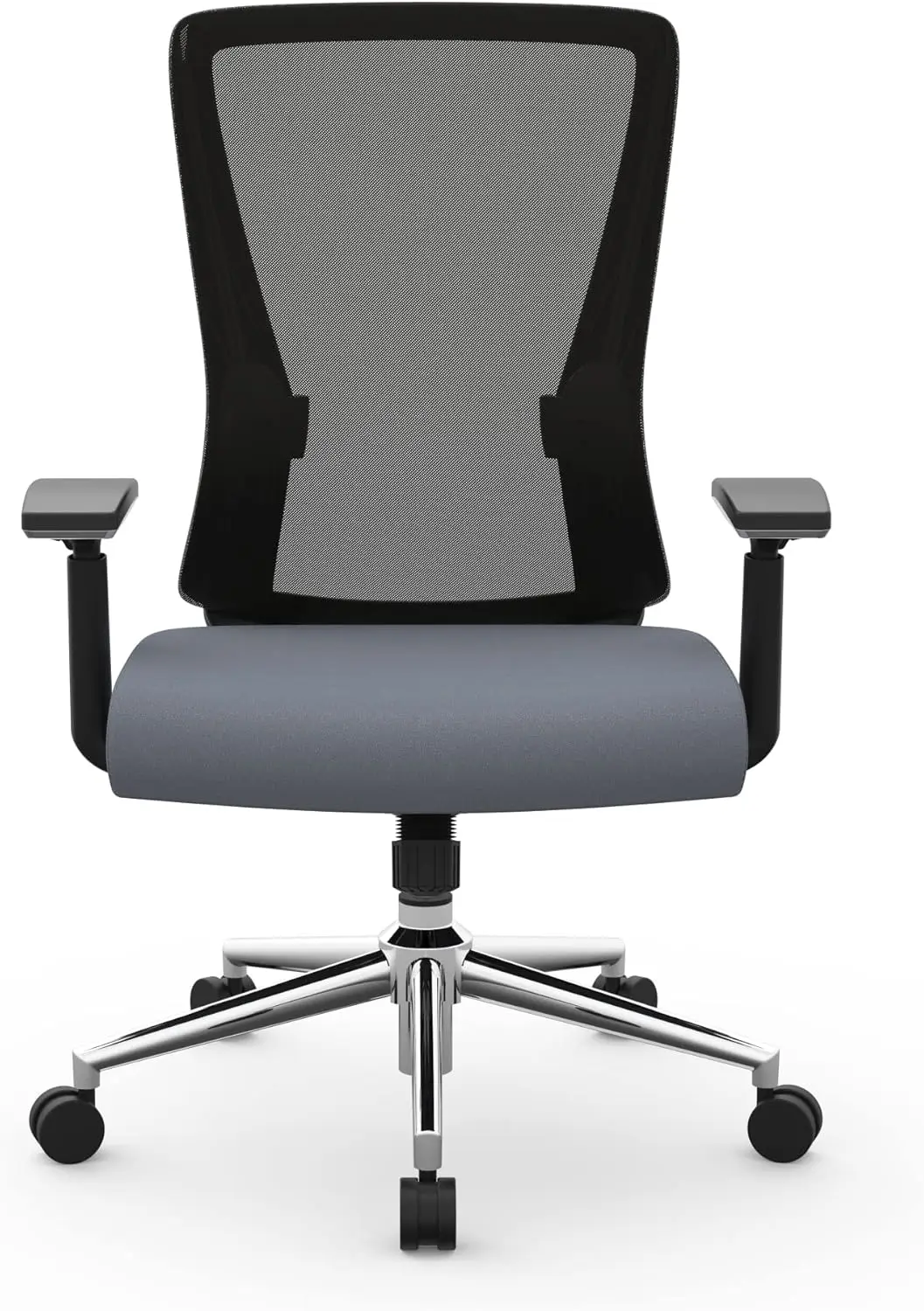 Silla de oficina de trabajo con respaldo medio de cuero vegano de malla Gris Negro Un ángulo de inclinación ajustable y altura del asiento Personaliza la configuración