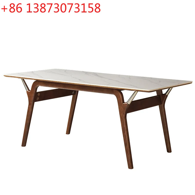 Italian minimalisslab dining table and chair combination modern minimalist display sample table pure white rock slab dining