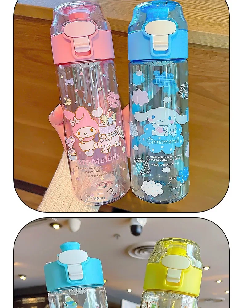 550ml Kawaii Sanrio Water Bottle Kuromi Cinnamoroll Cartoon Anime Glass Cup Sleeve Toys for Kids Kawaii Bottle Gift Water Cup