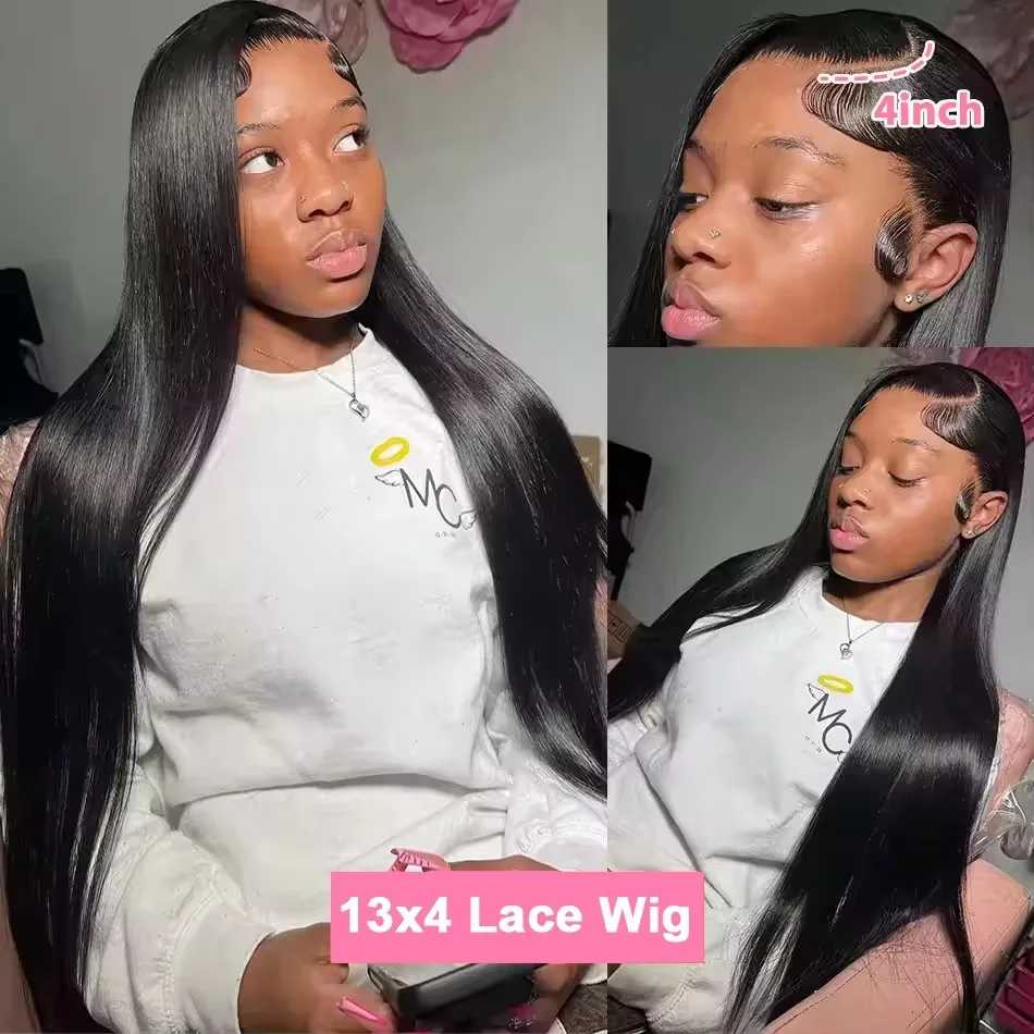 200% Hd Transparent Bone Straight 13x4 Lace Frontal Wigs Pre Plucked Brazilian Remy Hair 5x5 Glueless Wigs Human Hair For Women image 4