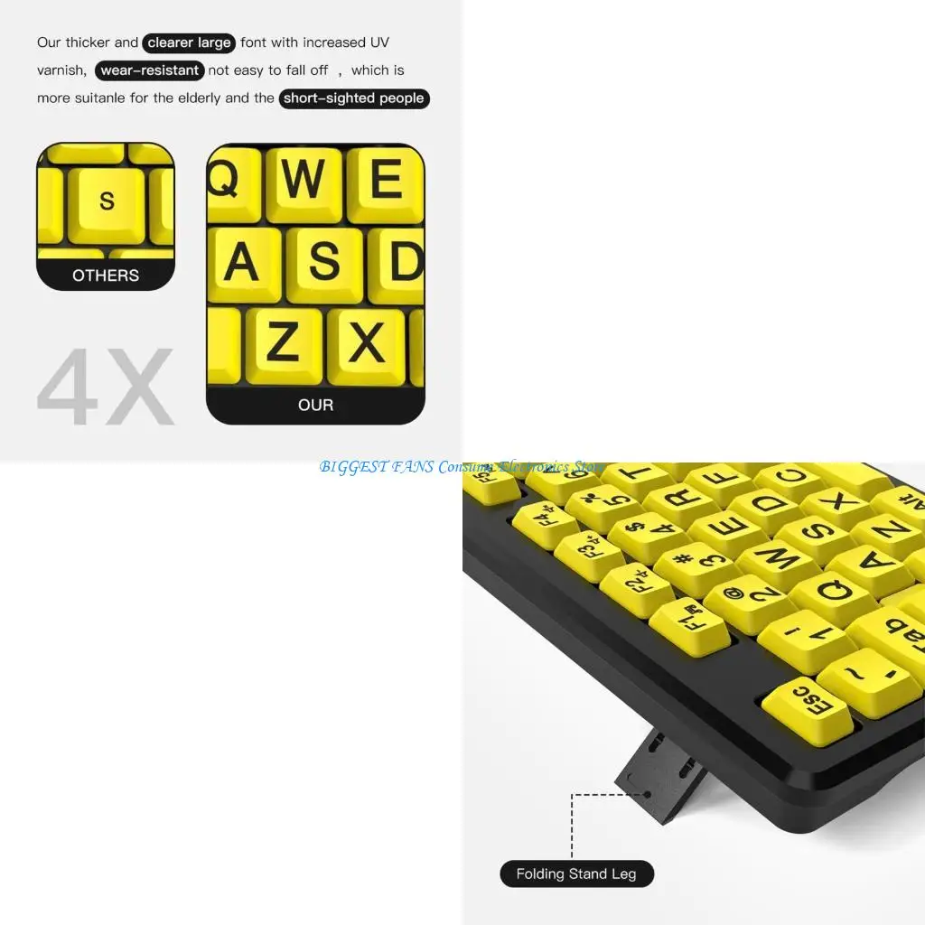 

Large Print Keyboard for Elderly Improved Visibility and Comfortable Typing Experience