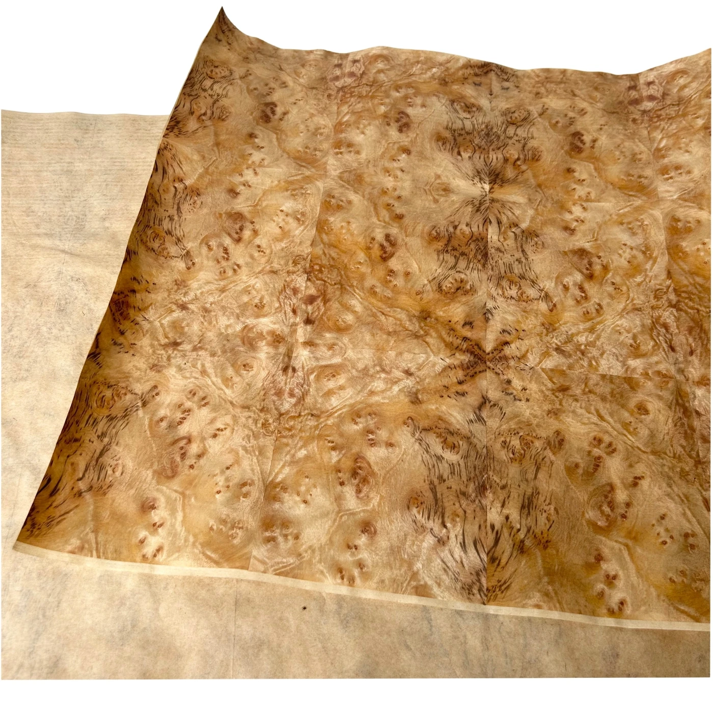 58x250cm, Non-woven Backed Thin Veneer of 0.25mm Thickness, Natural Camphor Burl Wood Veneer Roll for Furniture Renovation