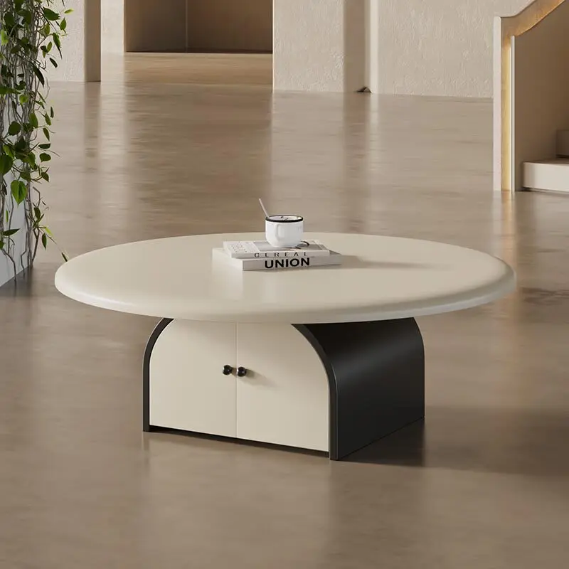 

Cream Style Coffee Table Modern Simple Round Living Room New Home Small Layout Storage Space Light Luxury Coffee Table