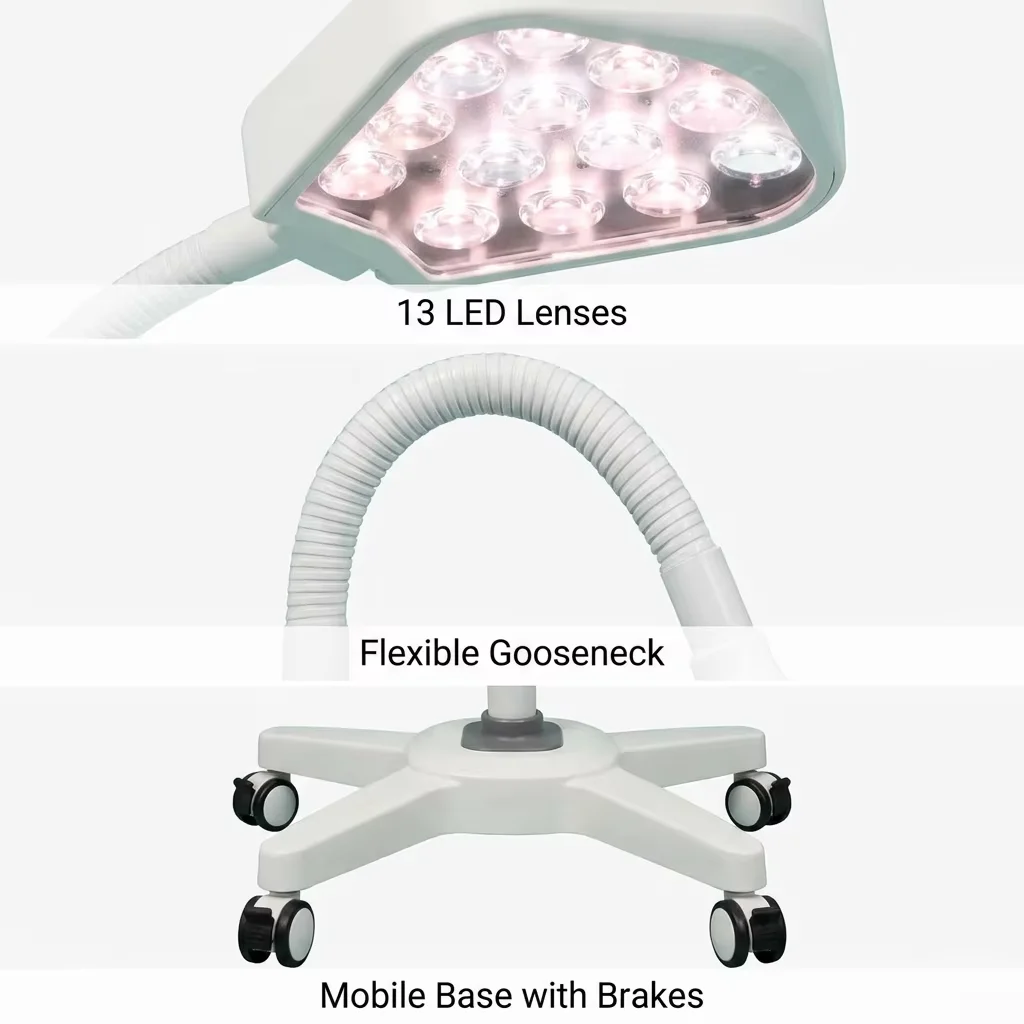 Professional operating room medical examination light, hospital LED shadowless surgical inspection light with adjustable section