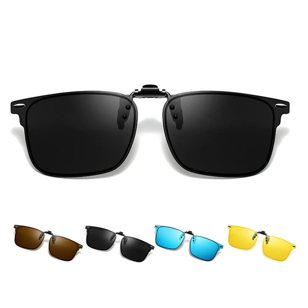 VIVIBEE Flip Up Clip sur lunettes de soleil pêche polarisées hommes carré UV400 hommes Vision nocturne conduite Anti-éblouissement lunettes de soleil