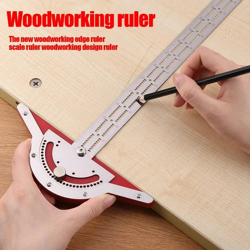 T-Type Woodworkers Edge Rule Angle Protractor Woodworkers Ruler Measuring Marking Carpentry Scriber Gauge