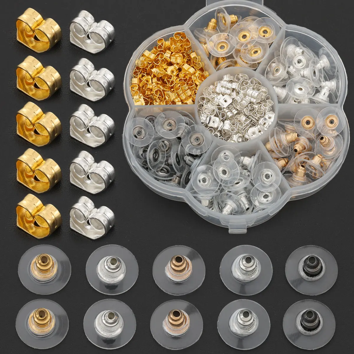 250Pcs/box DIY Earrings Replacement Accessories Kit Suitable for Ear Ring Holders, Ear Hook Backings, Ear Hook Accessories Set