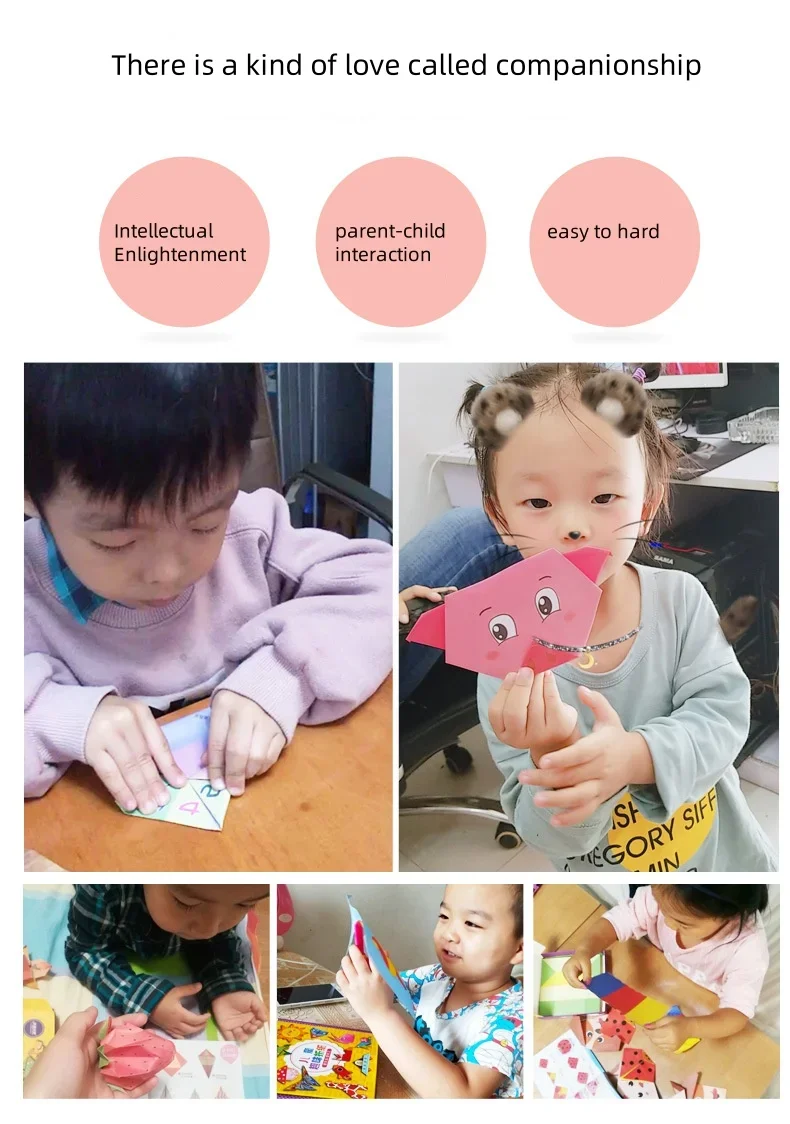 Montessori 108 Uds. Papel de Origami de dibujos animados DIY artesanía para niños juguete educativo artístico para regalo de niños