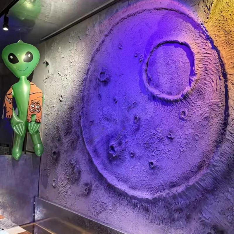 Lunar Planet Art 3D Wall Background Indoor Home Decor PU Stone Wall Panel Industrial Style Cut-to-Size Polyurethane Stone Panel