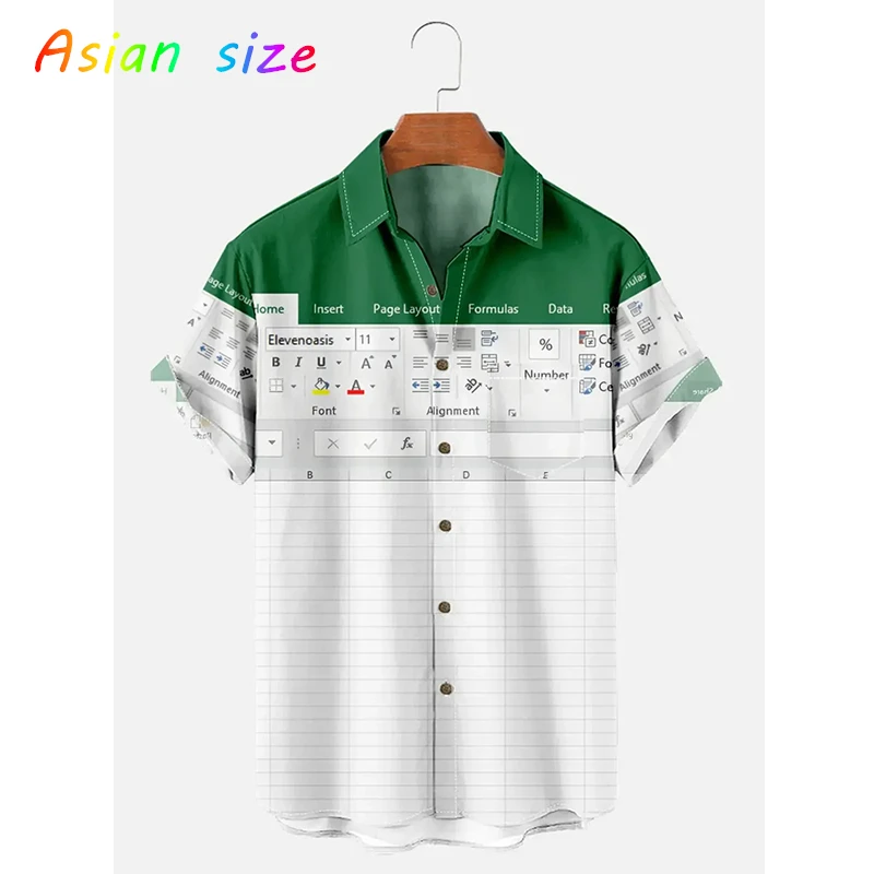 

Забавные гавайские рубашки Excel Aloha, пляжная гавайская рубашка, персонализированные гавайские рубашки, летние каникулы, подарок для вечеринки, блузки унисекс Y2k