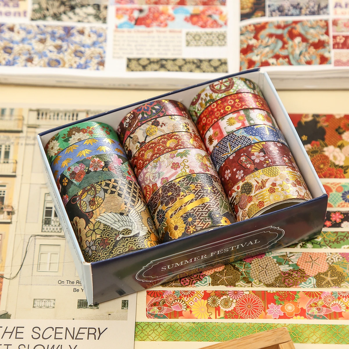 Gold Foil Floral Wa… - image