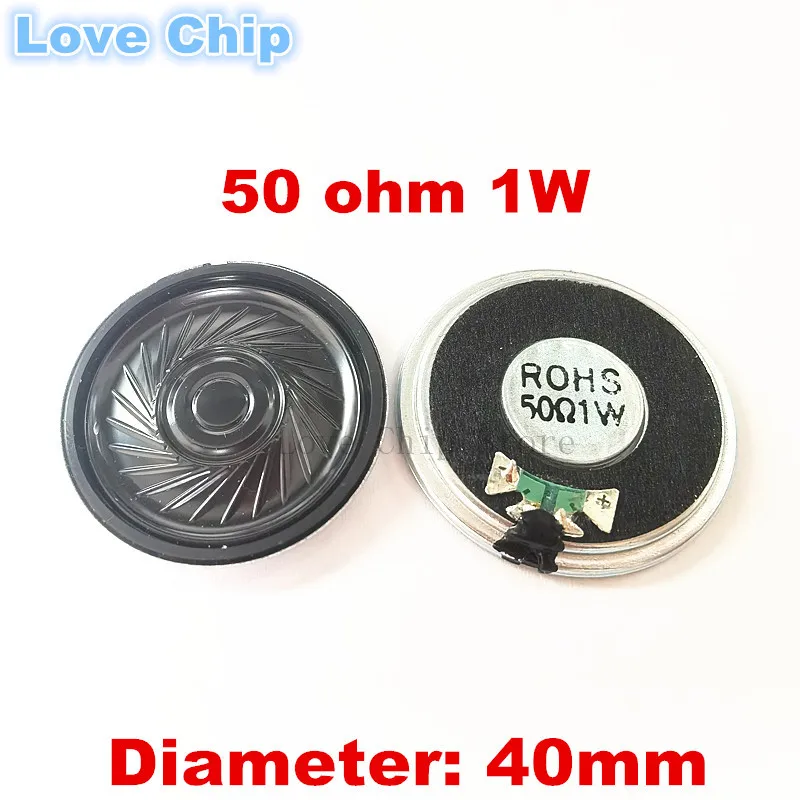 2Pcs New Ultra-thin Mini speaker 50 ohms 1 watt 1W 50R 50ohm Loudspeaker Diameter 40MM 4CM toy speaker thickness 5MM