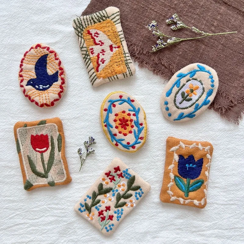 Brooch Fabric Embroidery Ethnic Style Exquisite DIY Clothing Accessory Trim Versatile Small Bag Decoration For Women Daily Party