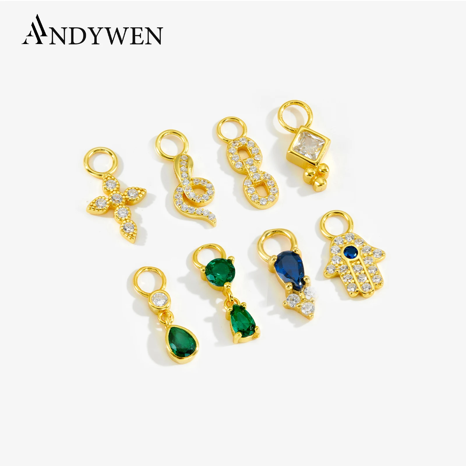 ANDYWEN-Pingente de Charme Mini Dangle, 925 Prata Esterlina, Ouro, Pequeno Círculo, Coração, Lua, Piercing Ohrringe, Jóias Finas, DIY