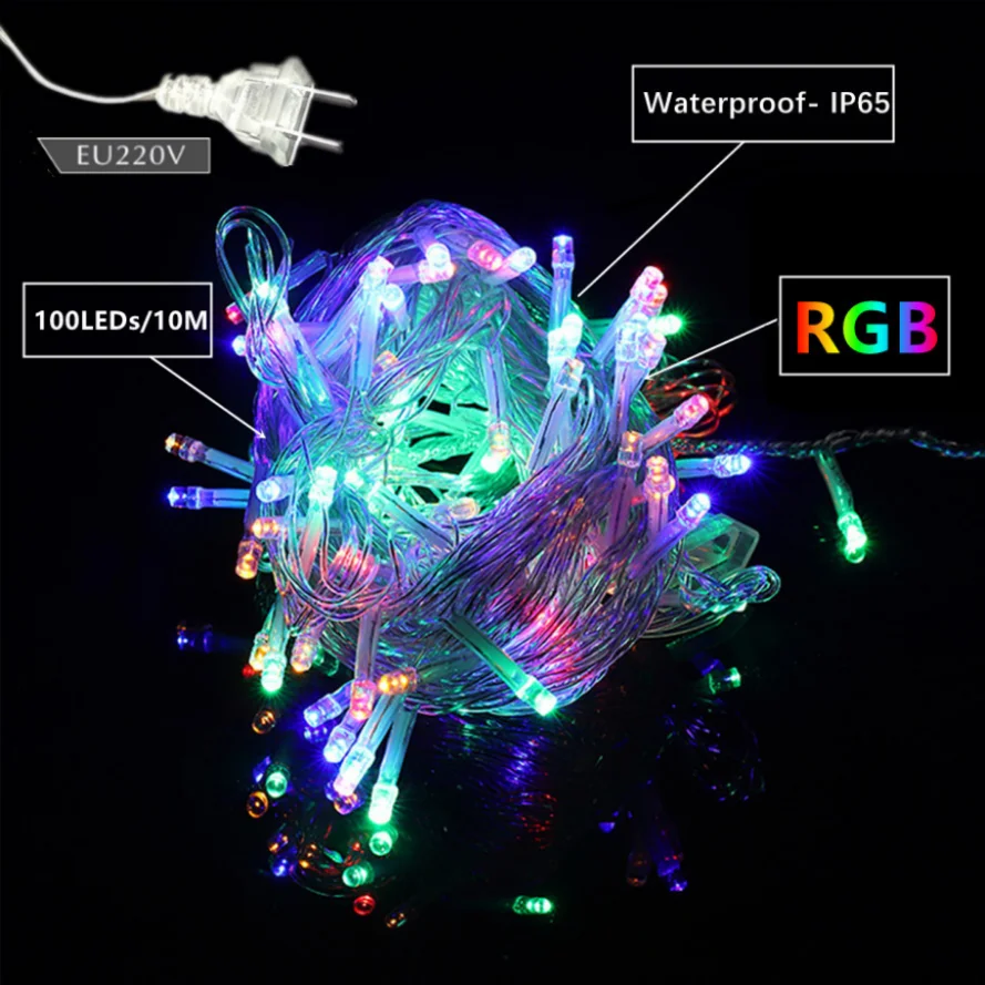 Rnntuu Weihnachts lichter 10m-100m dekorative LED-Lichterkette 220v 8 Modi Girlanden lichter für Hochzeits feier Weihnachts lichter