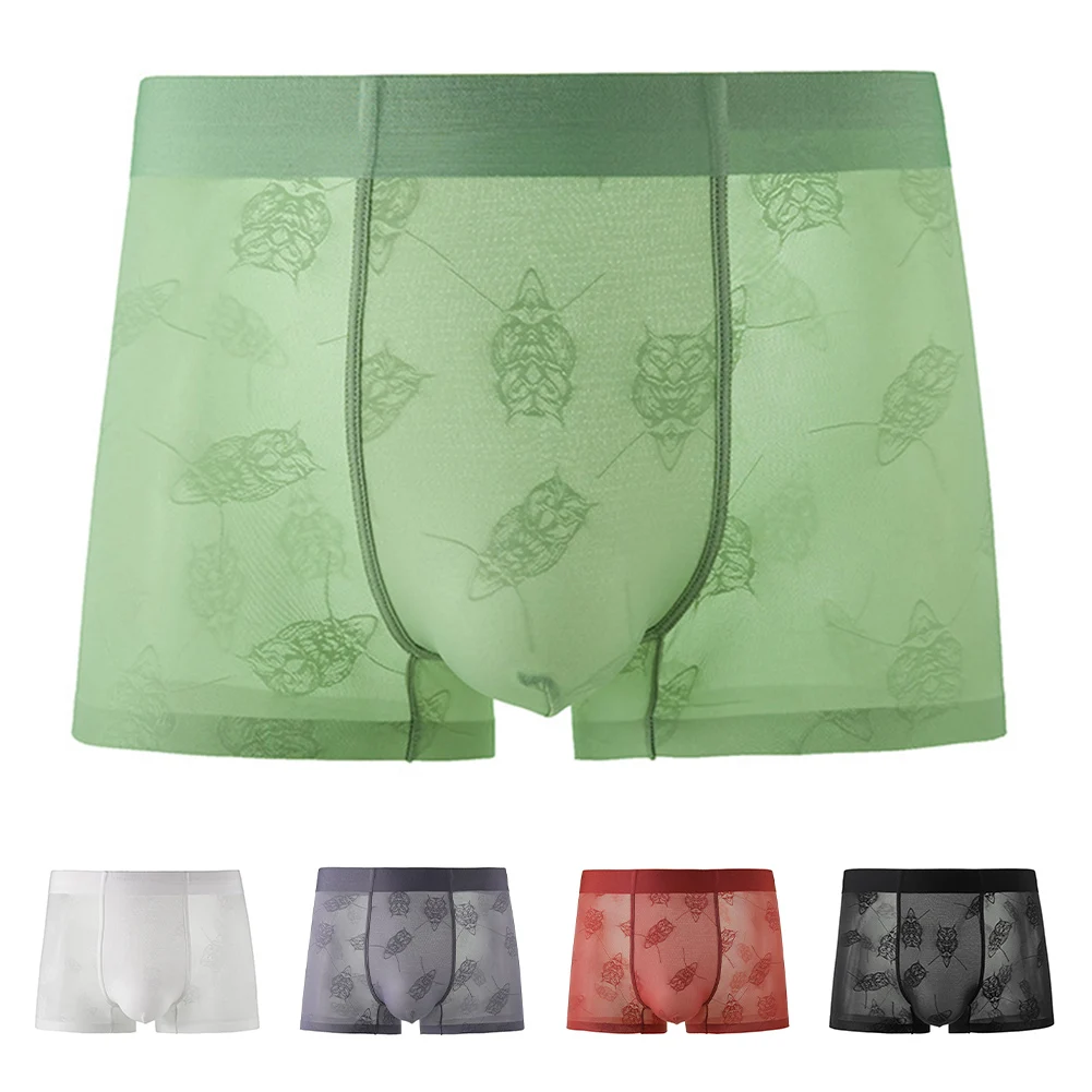 Ultra Thin Men\\\'s Jacquard Mesh Breathable Sheer Boxer Shorts Trunks Underwear Suitable for Daily Use and Active Lifestyle