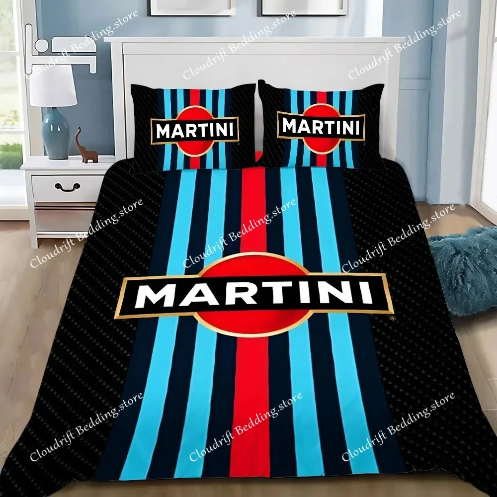 

Racing Martini Stripe Duvet Cover Pillowcase Bedding Set Adult Boy Girl Bedroom Decoration Children Single Double Large Size