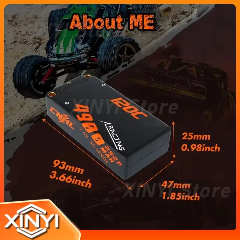 2PCS 2S Shorty Lipo Battery 7.4V 4900mAh 120C HardCase with Deans T Plug for RC Drift Car Truck Tank Vehicle Truggy Buggy for