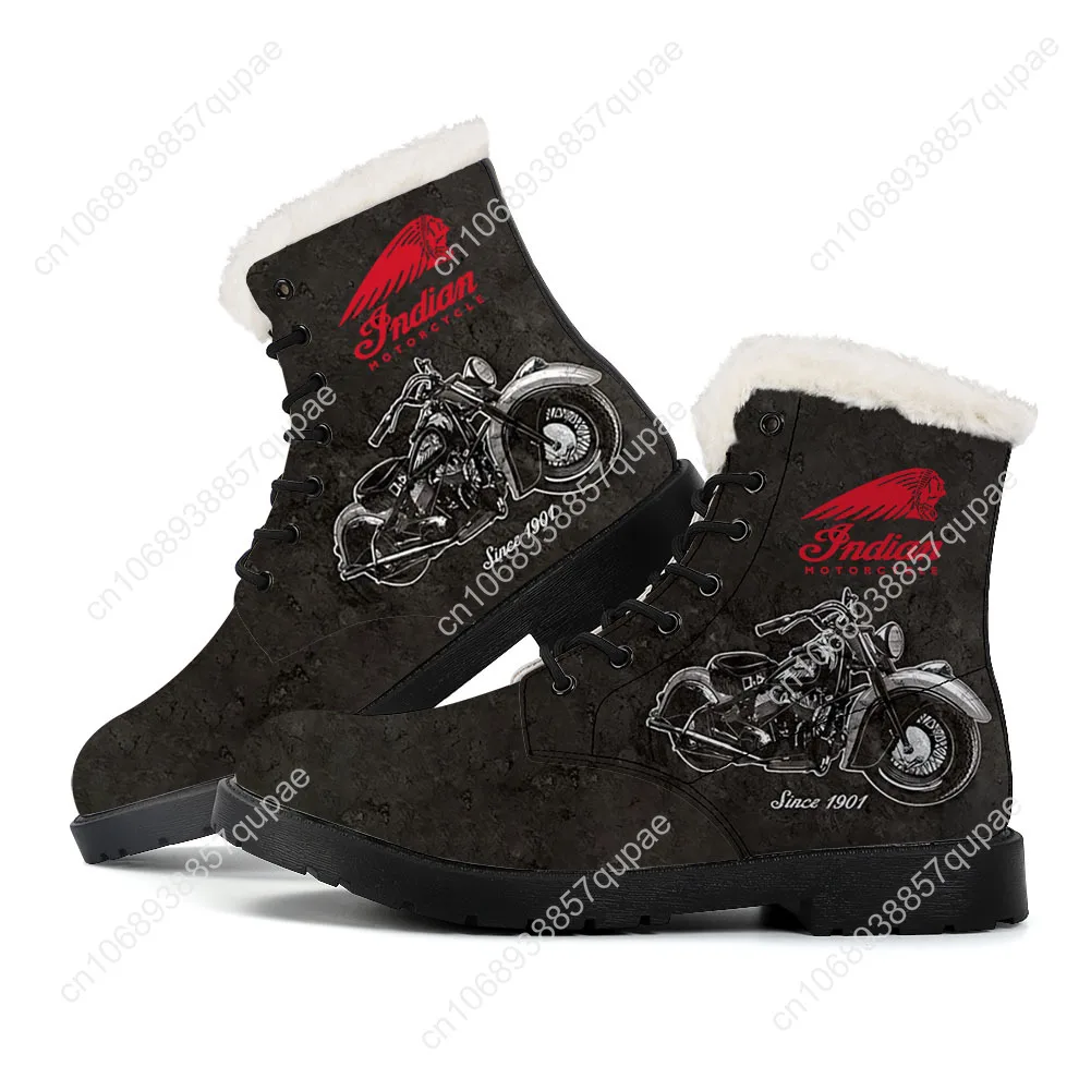 I-Indian Vintage Plush Boots Motorcycles Womens Teenager Shoes Casual Boot Outdoor High Quality Print On Demand Customize Shoe