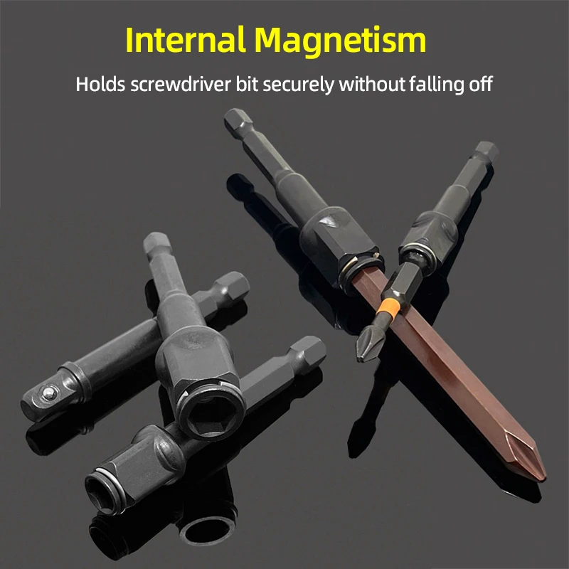 1/4 3/8 1/2 Impact Drill Socket Adapter 2-in-1 Screwdriver Bit Extension Converter Hex Shank Adapter Kit Nut Driver Drill Tools