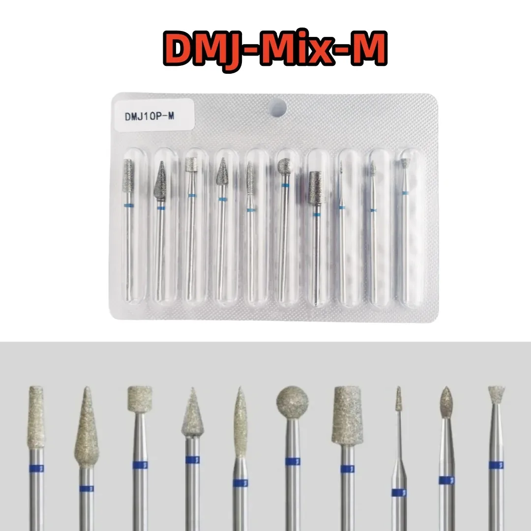 10-teiliges Diamant-Nagelbohrer-Set, Diamant-Fräser für Maniküre, 3/32 Zoll, elektrische Nagelfeile, Nagelhautentferner-Werkzeug – Detail 3