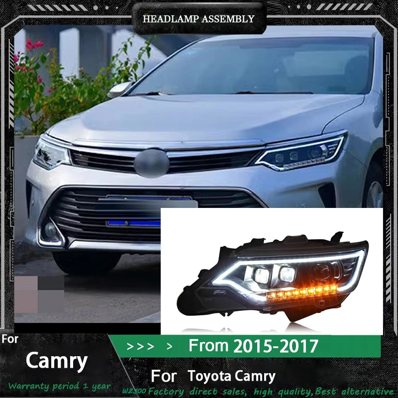 

Car Styling for Toyota Camry LED Headlight 2015-2017 Headlights Camry DRL Turn Signal High Beam Angel Eye Accessories