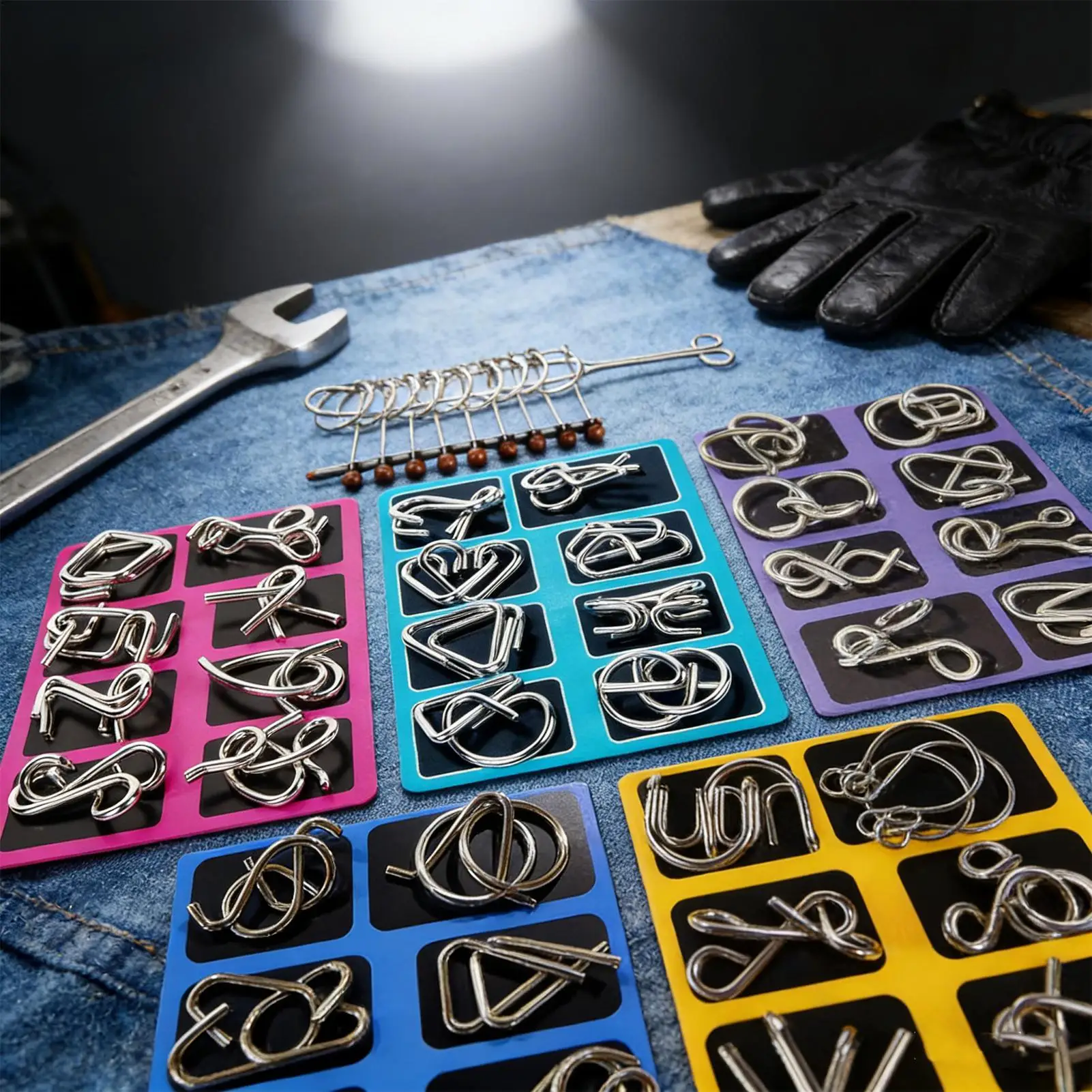 Metal Brain Teaser Puzzles Educational Mind Test Game Toy Challenging Metal Ring Puzzle for Kids Teens Adults Challenge Home