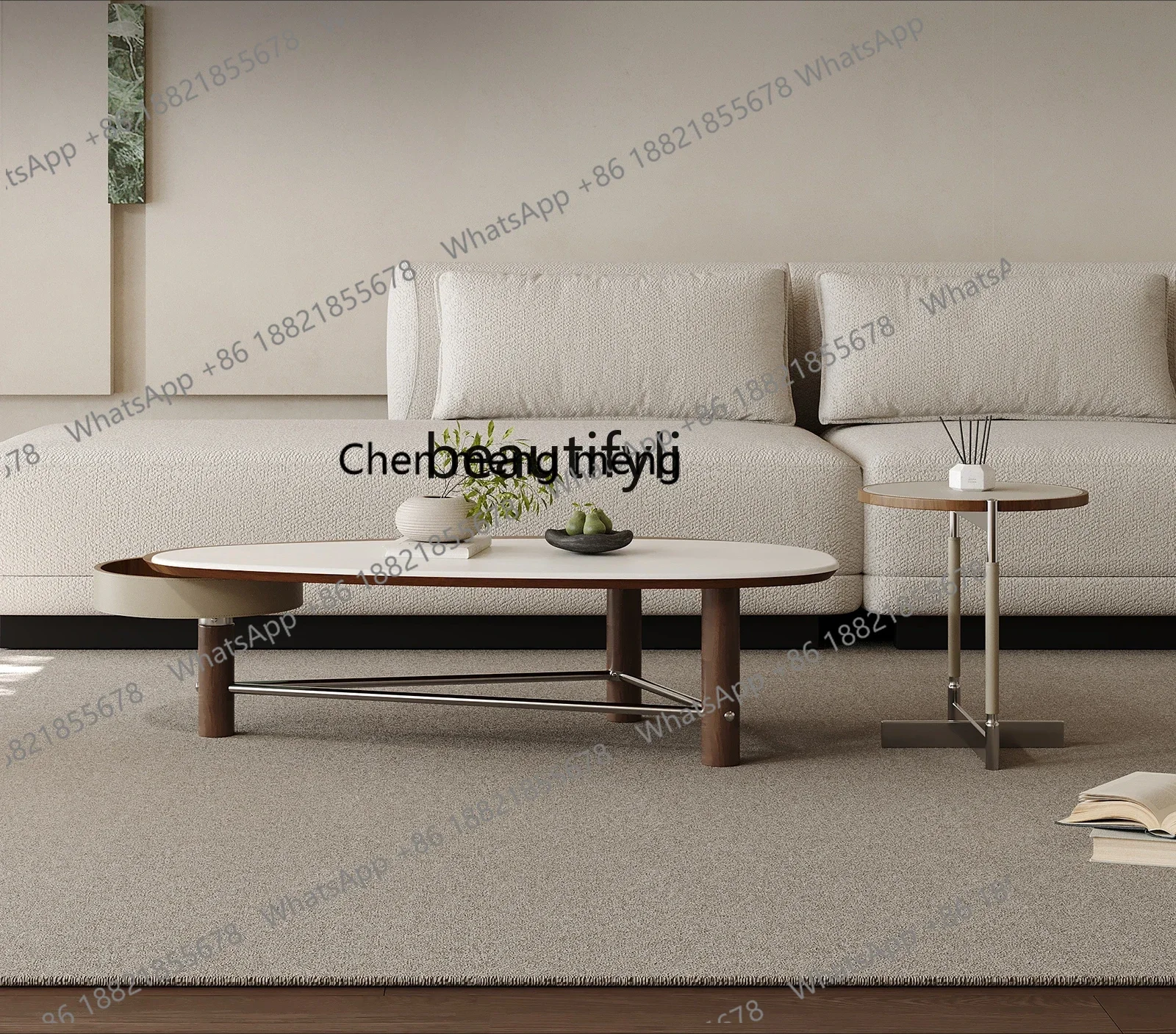 New arrive Marble coffee table combination special-shaped designer light luxury modern simple living room home saddle leather