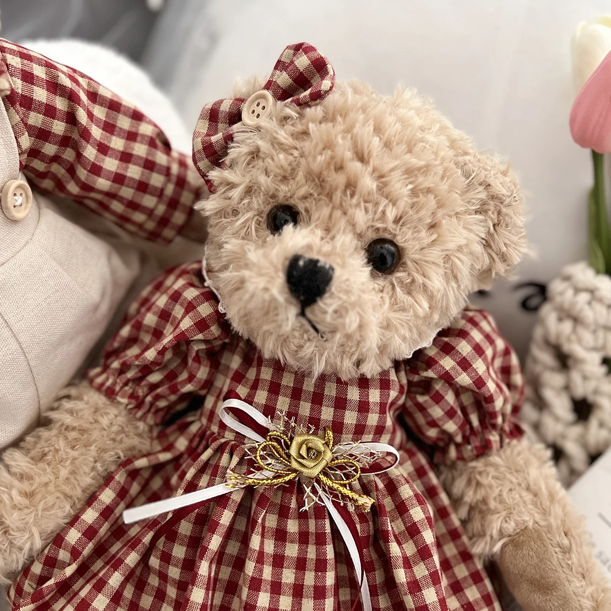 Muñeca de peluche de oso de peluche para parejas, juguetes encantadores, ropa suave, muñecas de animales de peluche para amantes, niñas, cumpleaños, boda, regalo de San Valentín para amigos