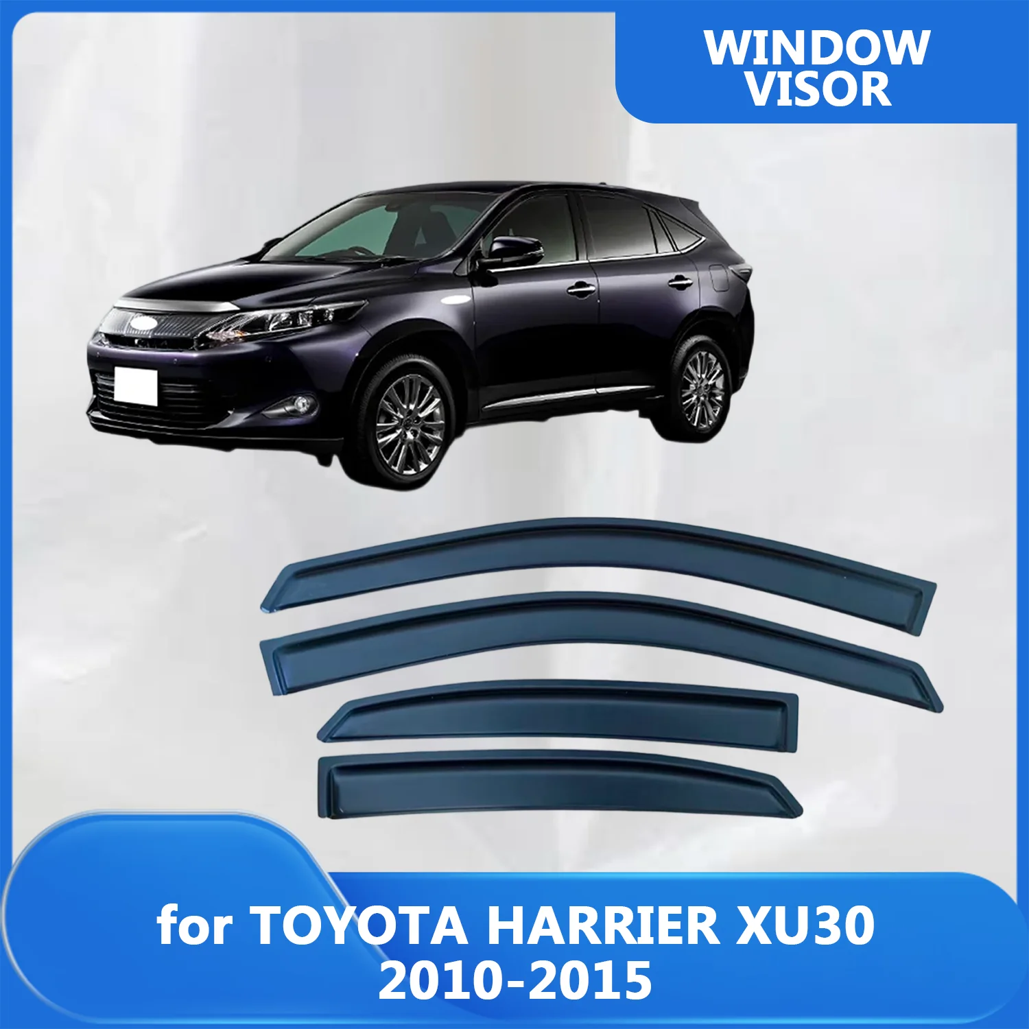 

FOR TOYOTA HARRIER XU30 2010-2015 Side Window Visor Rain Guard Side Vent Deflector Weathershield Outside-Mount Tape On
