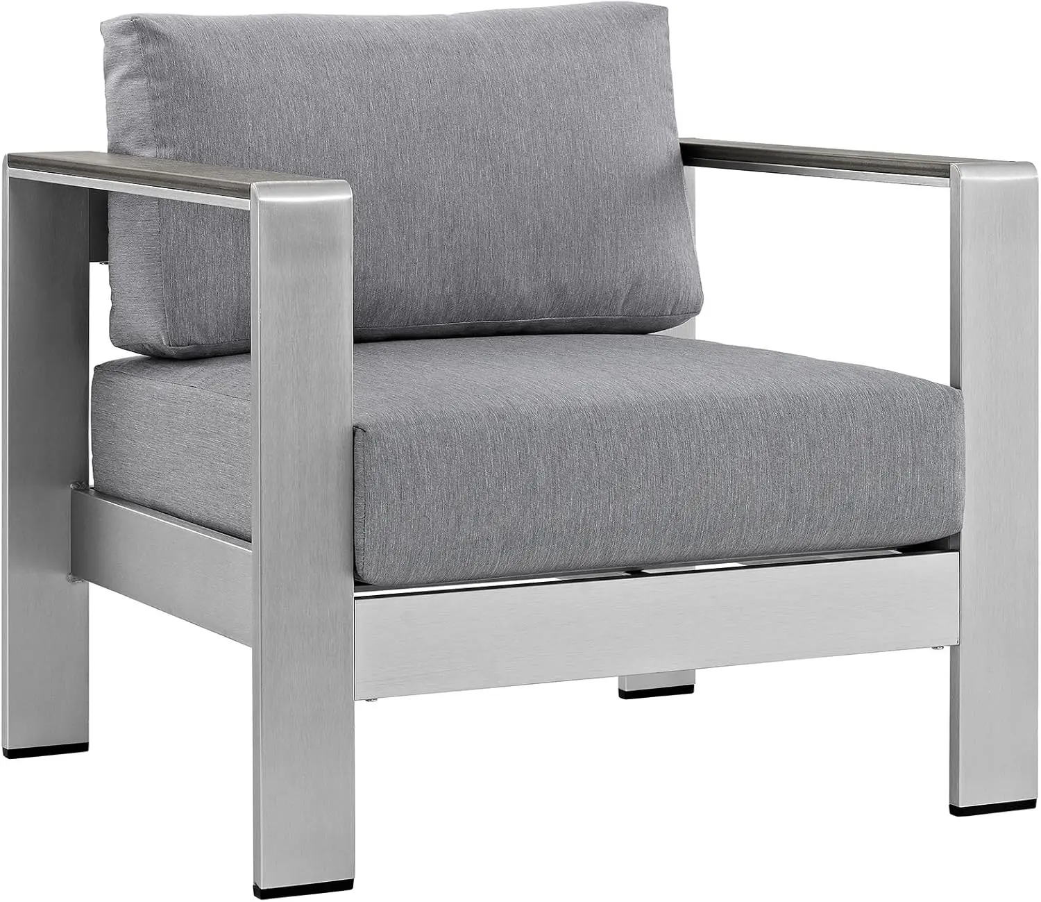 Shore 3-Piece Aluminum Outdoor Patio Furniture Set In Silver Gray