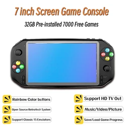 7 Inch Big Screen Game Console Portable Handheld Game Player 32GB With 7000 Free Games For PS/MAME/Arcade Video Gaming