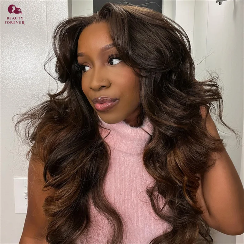 

Beauty Forever Ombre Brown Colored Glueless Human Hair Wig Loose Wave 7x5 Bye Bye Knots Glueless Wig Human Hair Ready to Wear