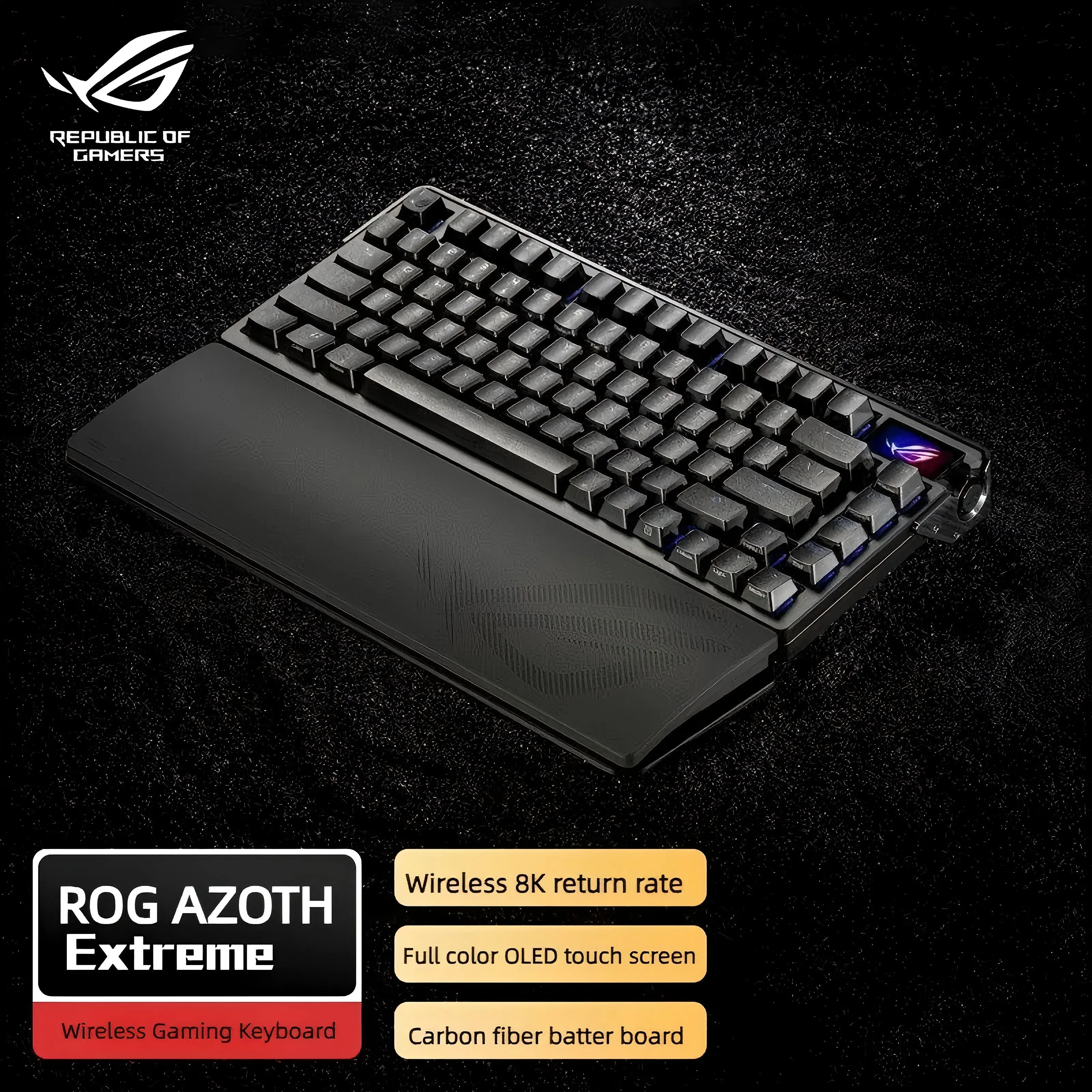 

ROG Azoth Extreme Customizable 75% Gaming Keyboard,Premium Aluminum-alloy Chassis and Meta Frame, ROG Polling Rate Booster