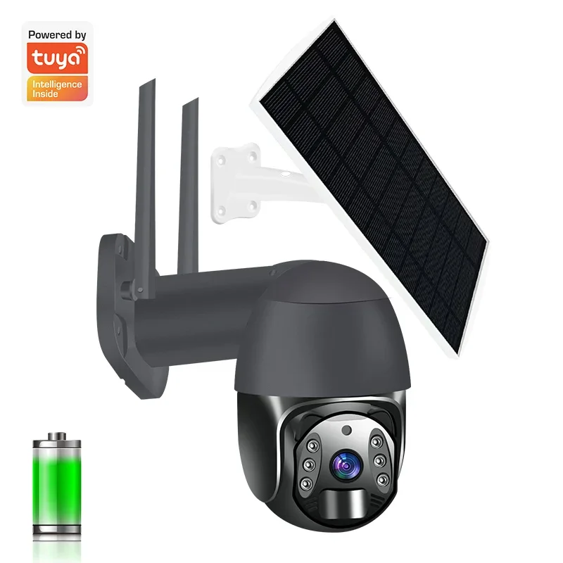 4MP Solar PTZ Camera Starlight day and night full color wifi 4G network solar battery security camera