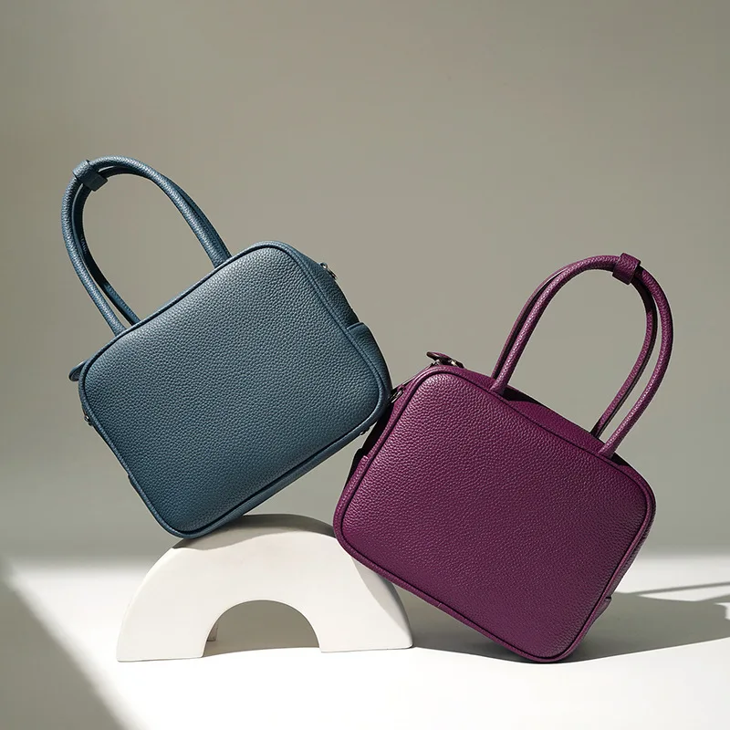 

Сумка Женская, Pebbled Full Grain Leather Purple, Heart Charm, 2026 New Luxury Commute Crossbody Handheld
