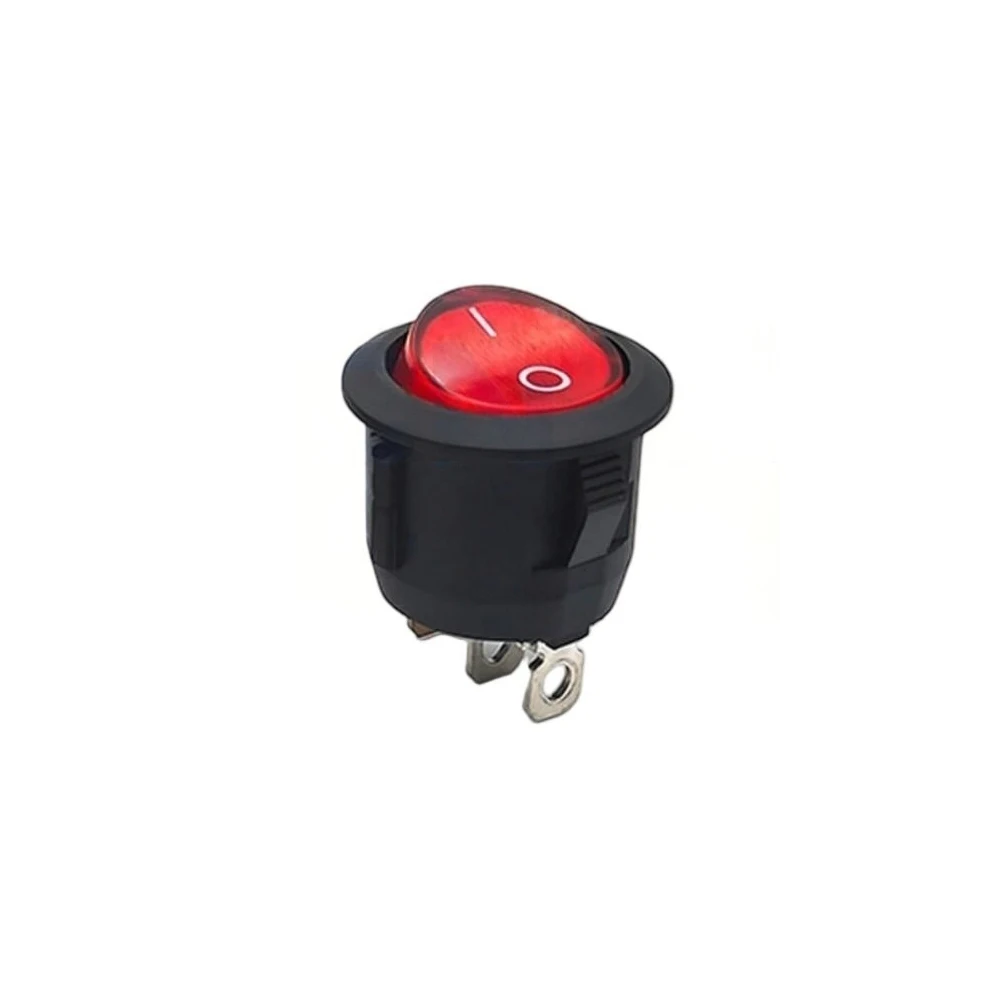 5PCS Round Transparent Red Cap Illuminated Rocker Switch 3-Pin 2-Gear Copper Pin Boat Switch 6A 125V 10A 250V Toggle Switch