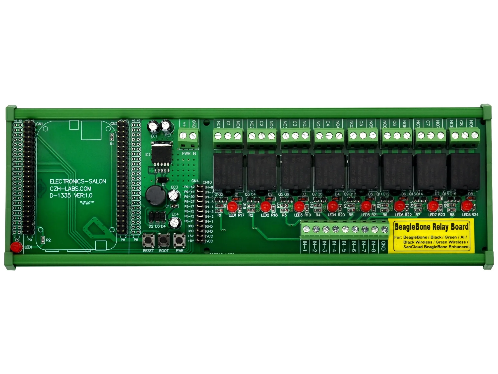 

DIN Rail Mount 8 SPDT IoT Power Relay Module for BeagleBone Black