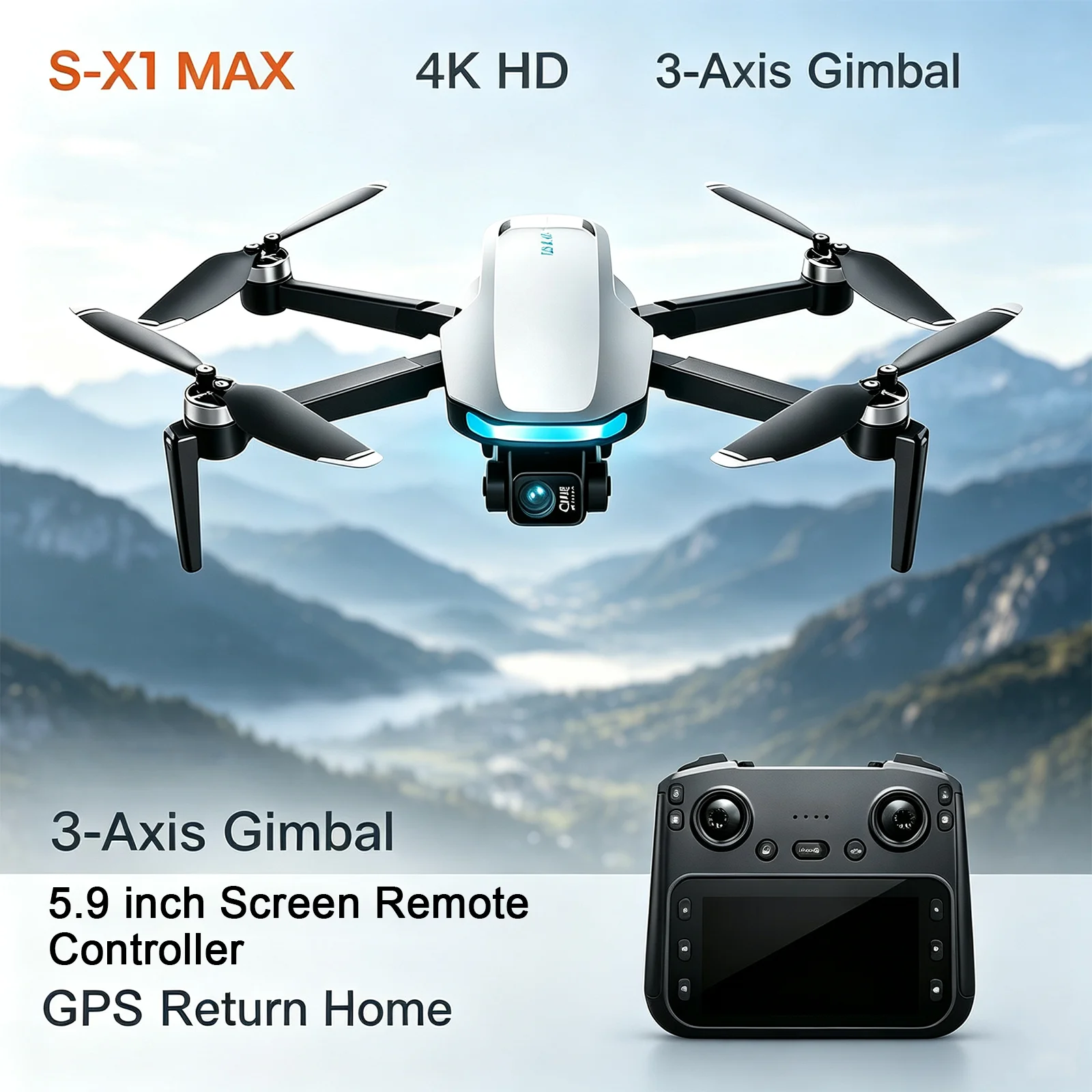 2026 S-X1 GPS Drone Professional 4K HD Dual CameraS UAV 3-Axis Gimbal 5G WIFI Dron Brushless Screen Remote Control RC Quadcopter