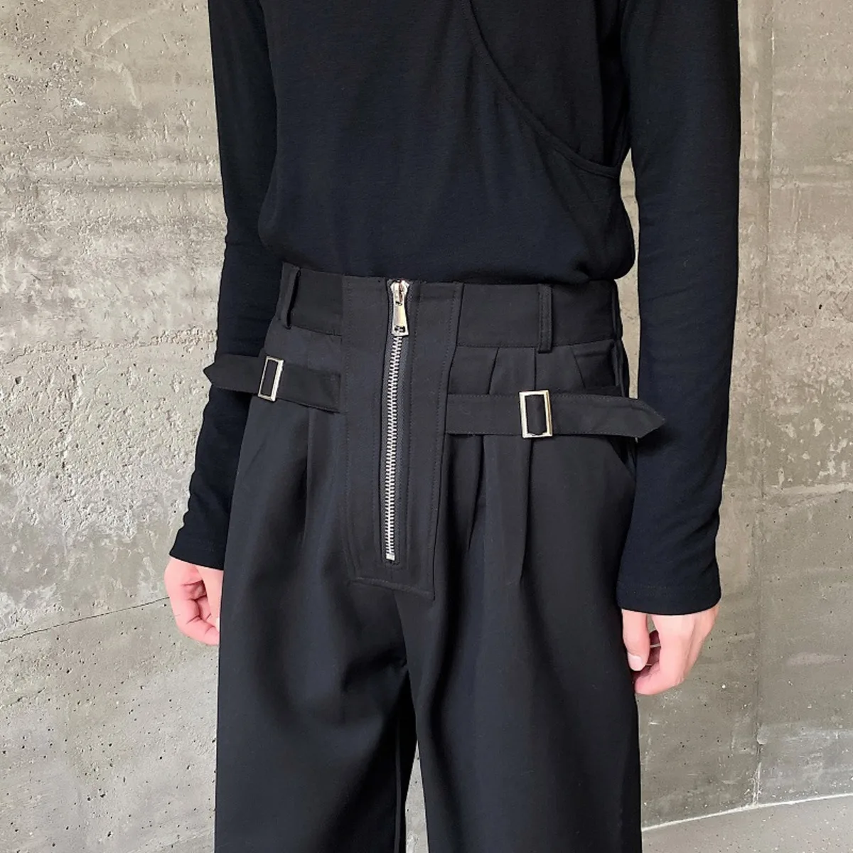 KWTX Women’s 2025 Winter High Waisted Wide Leg Pants Solid Color Casual Trousers Zipper Fly Adjustable Hem Chic Autumn Fashion