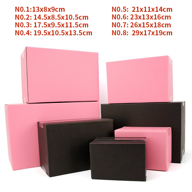 

Sturdy 3-Ply Corrugated Cartons 5/10 Pcs Black&Pink - Eco Multi-Use Gift Storage Shipping Boxes for Mailing Small Products Party